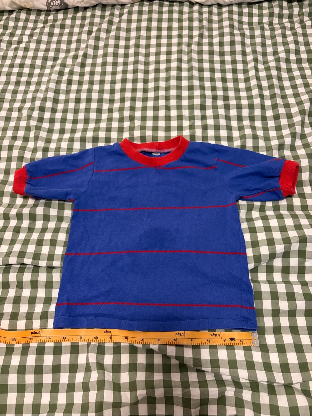 Vintage Blue & Red Striped Kids Tee